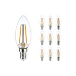 Mehrfachpackung 10x Noxion Lucent LED E14 Kerze Fadenlampe Klar 2.5W 250lm - 827 Extra Warmweiß | Dimmbar - Ersatz für 25W